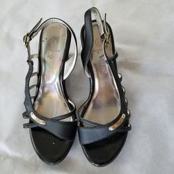 Open Toe Black Sandals Size 6
