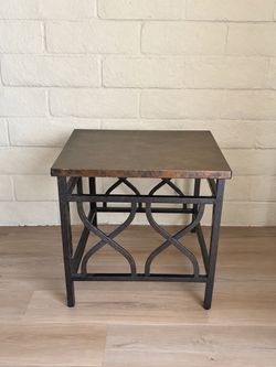 Metal End Table with Copper-Tone Top