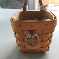 Longaberger Small Wall Basket With Heart Charm