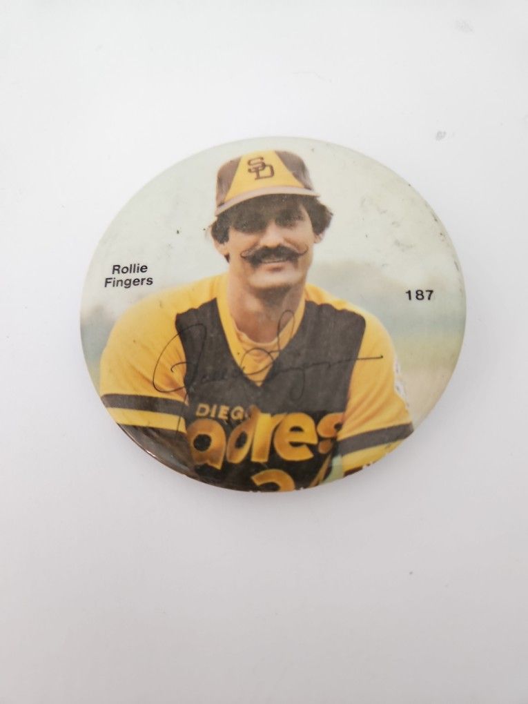 Hall Of Fame Rollie Fingers # 187 Baseball Button Pin In Chandler