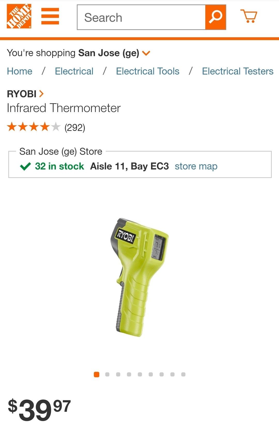 RYOBI Infrared Thermometer