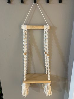 Boho Wooden Macrame Wall Hanging Shelf - Home Decor