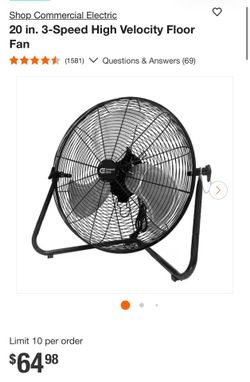 Commercial Electric 20 in. 3-Speed Floor Fan