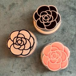 3 Black Pink & White Large Camellia Flower Magsafe Phone Holder Pop Sockets NEW