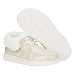 Kids Youth Girls Womens Wendy Metallic Shine Fold Boot Shoe