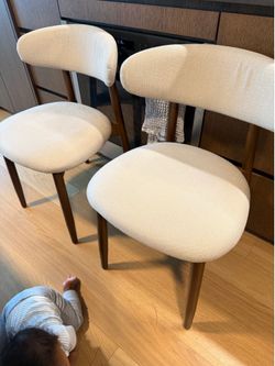 Solid Wood Upholstered MCM Mid Century Dining Chair Set of 4