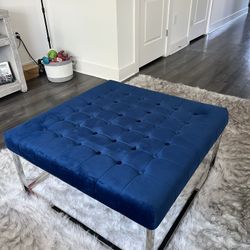 Blue Velvet Ottoman