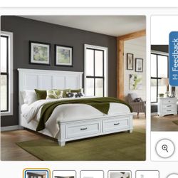 Costco Kitteridge King Storage Bed - White Solid Wood