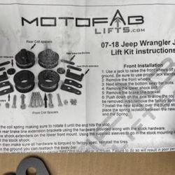 Motofab 3in Jeep JK Lift