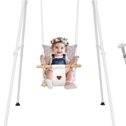 Baby  Toddler Swing, Baby Indoor Outdoor Toddler Swing Set (White) (J30)