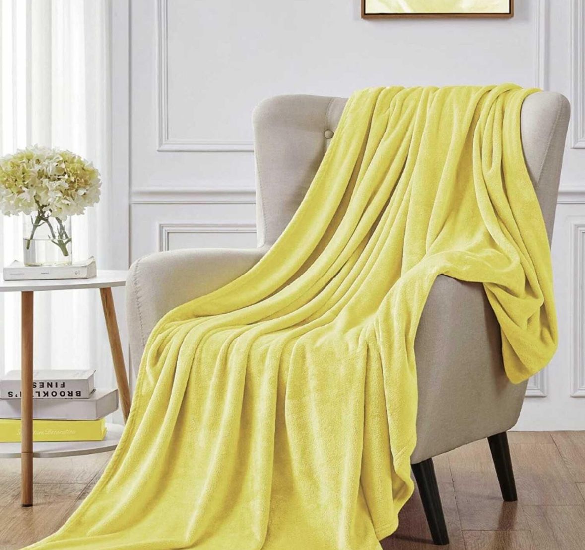 Yellow Fleece Fuzzy Throw Blanket