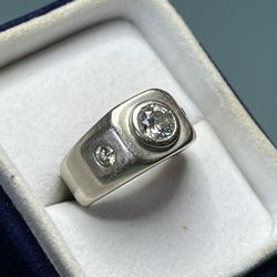 💎 Genuine 1.38ct (H) Color Gents 14kt Solid White Gold Diamond Ring “L@@K