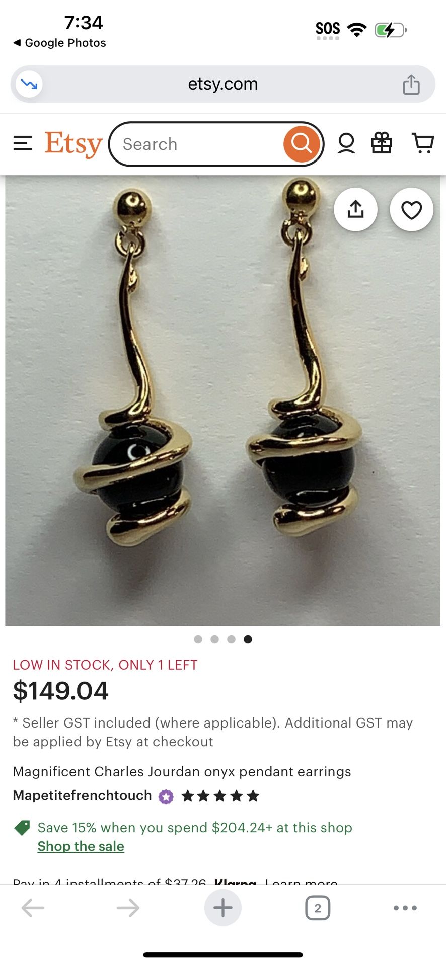 Black Onyx Charles Jourdan Earrings