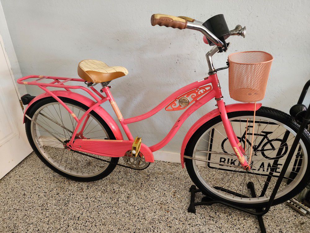 🔥🚲🔥26 Inch Huffy Nel Lusso Women's Beach Cruiser Bike with Dual-density Grips(pink)🔥🚲🔥