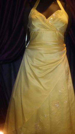 Canary yellow prom dress sz 16