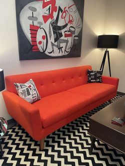 Atomic Red Mid Century Couch