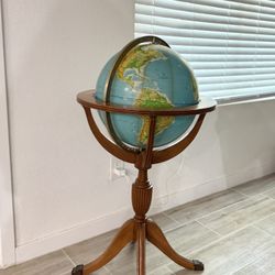Wood Footed Globe From The 1950s MCM Cartocraft Denoyer-Geppert