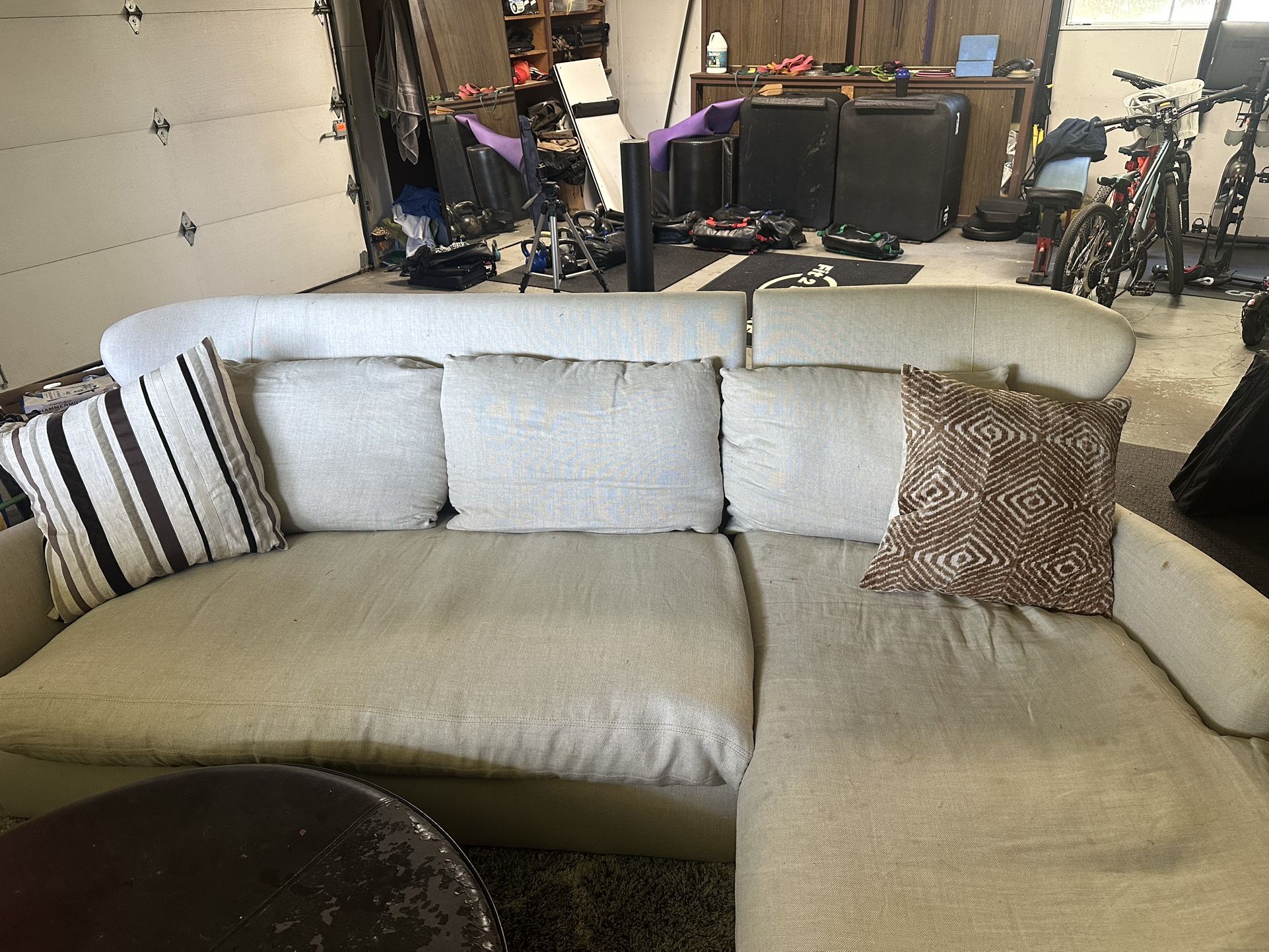 Restoration Hardware Belgian Linen - Down Blend Cushions- Leftarm Love Seat