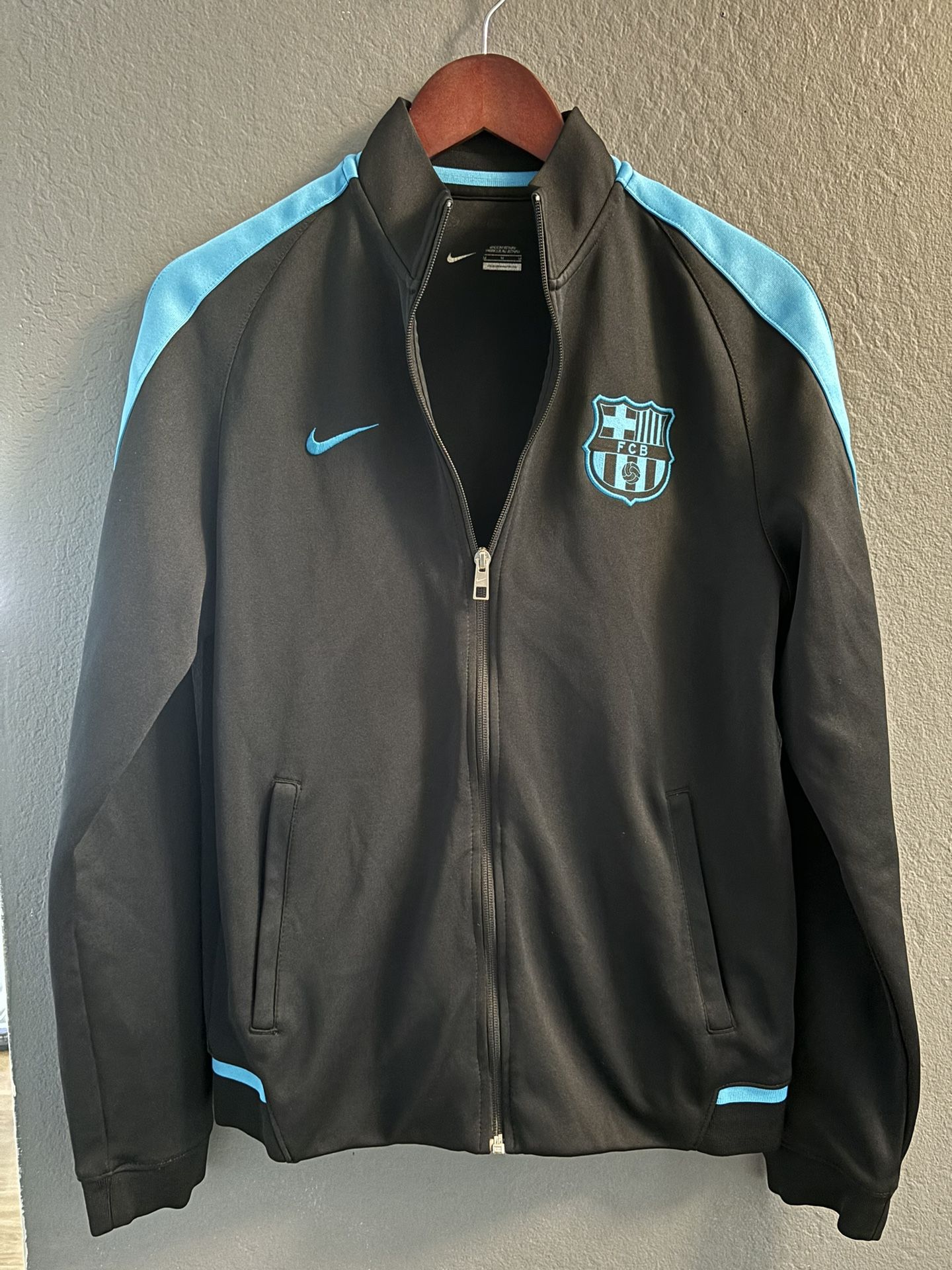 Rare FCB Nike Mens med Full Zip Up Jacket Barcelona Black