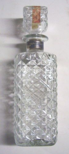 Vintage diamond shape cut glass whiskey bottle