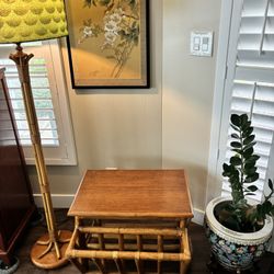 Vintage Rattan End Table 