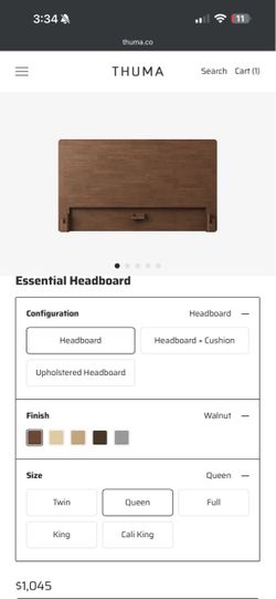 Thuma Essential Headboard ONLY (Walnut - Queen) OPEN BOX