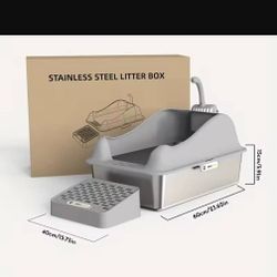 NEW Stainless steel litter tray cat scoop tray catcher mat