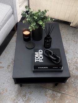 Black Square Coffee Table with Shelf