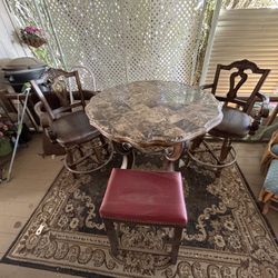 Marble Table 2 Chairs 