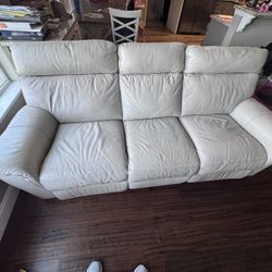 Reclining Cream leather Couch set