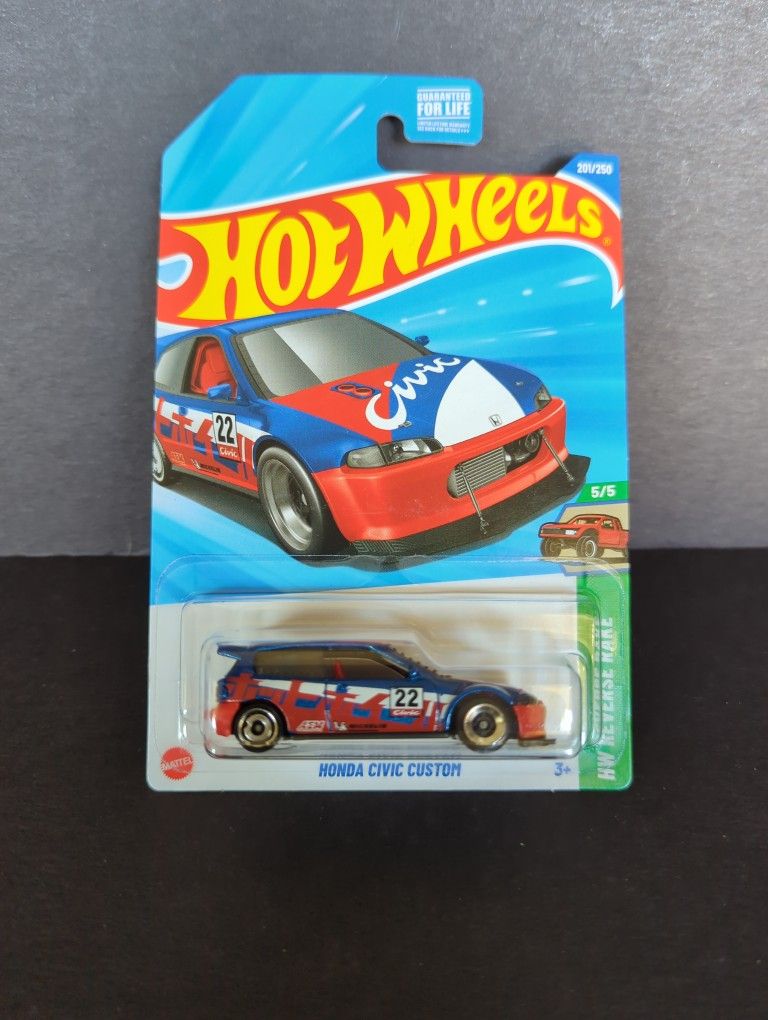 Hot Wheels Red/White/Blue Reverse Rake Honda Civic Custom