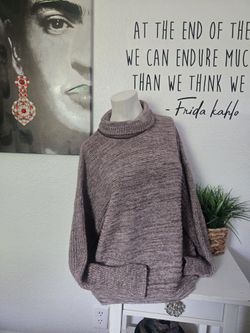 Simply Vera Wang Cozy Beige Knit High-Low Funnel Neck Sweater Womens Size XL 