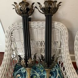 Antique Pair 33.5 Church BRASS CANDLESTICKS Candle Holders, Fine art lamp style