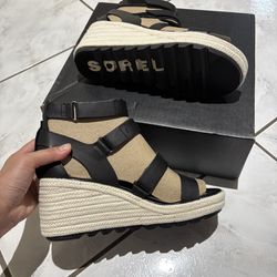 Sorel Women's Cameron Wedge Multistrap Sandals- Black Color