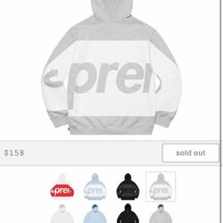 Supreme Big Logo Hooded Sweatshirt SS21 Grey Size Large