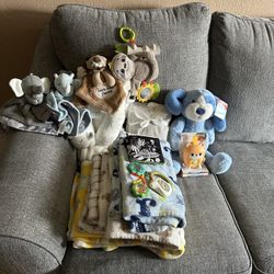 Baby blankets, security blankets, sleep sound machine, baby plush animal.