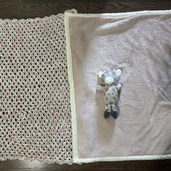 Two Baby Blankets (Includes Giraffe Toy)