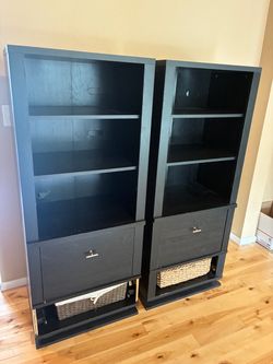 FREE Set of two bookshelf storage shelves black