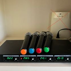 GTD Audio 4 Handheld Wireless Microphone Cordless mics System, Ideal for Church, Karaoke, Dj Party, Range up to 300 ft