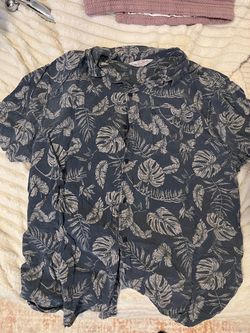Vintage Re-Mastered by Cotton On Tropical Leaf Short-Sleeve Button-Up Shirt Mens XL