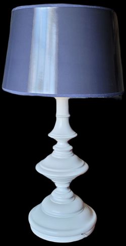 White Table Lamp with Blue Shade 30" high
