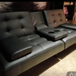 Genuine leather sofa bed