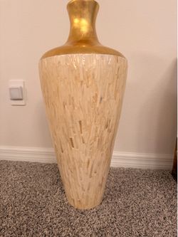 Z Gallerie Tall Gold & Mother of Pearl Vase