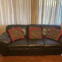 Black Leather Couch/Sofa, Loveseat & Chair