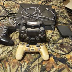 PS4 Slim, 4 TB External HDD, & 3 Extra Controllers