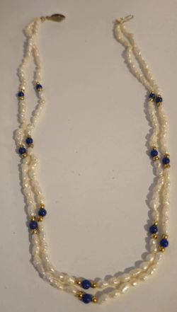Vintage Freshwater pearls & blue lapis