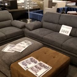 Brand New Grey Linen Sofa + Loveseat 2PCs Set