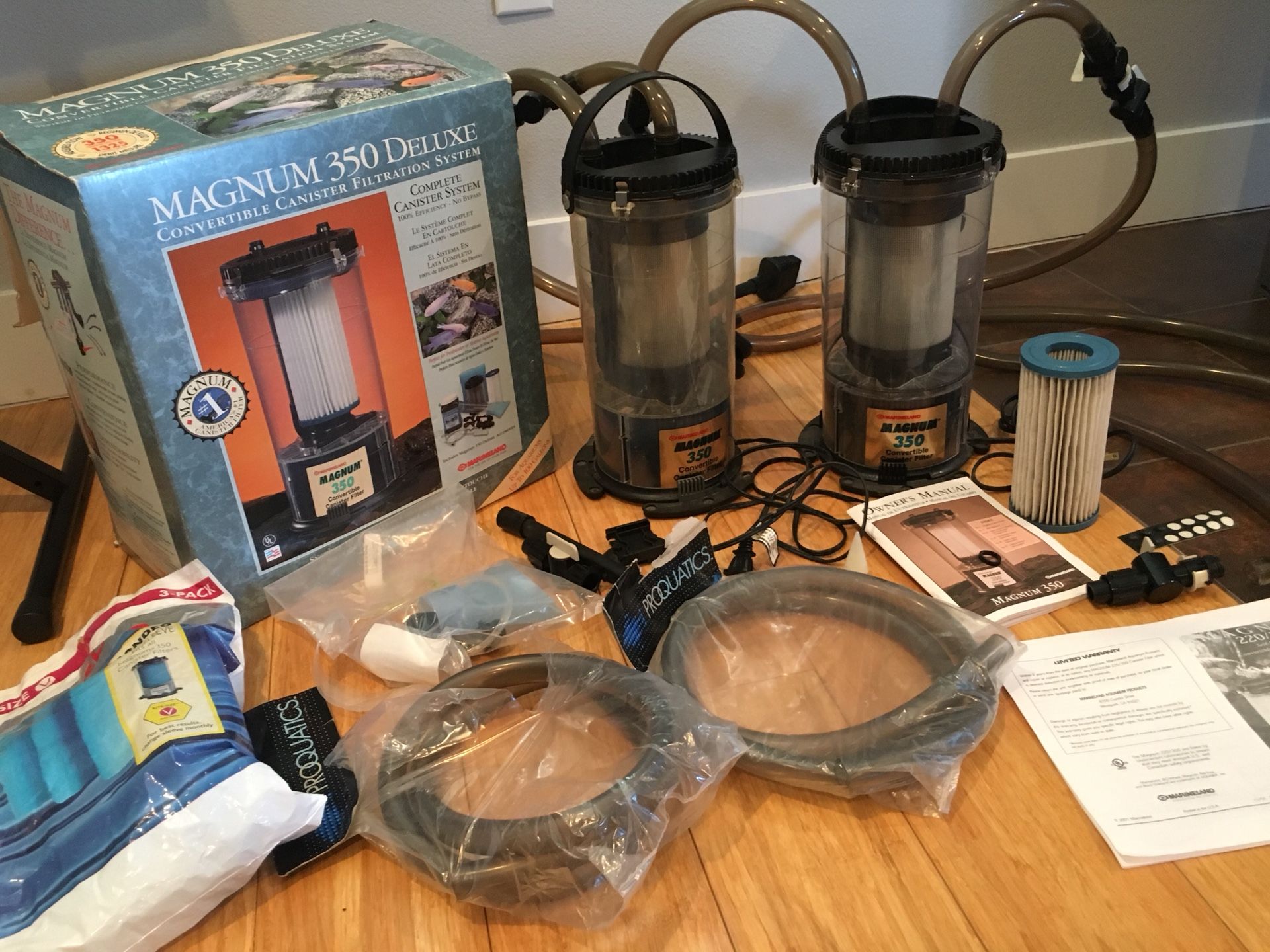 Set of 2 Marineland Magnum 350 deluxe canister filters for aquarium / fish tank