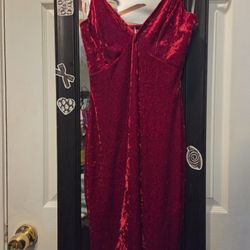 Crushed Red Velvet Dress
