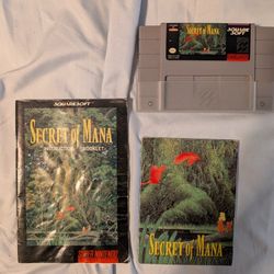 Super Nintendo Secret of Mana w/ instruction booklet & Map Poster